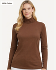 Essential Cotton Long Sleeve Turtleneck - Coffee Bean Corfu Jeans