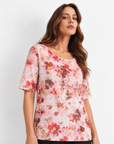Pink Perfections Cotton Short Sleeve Top Corfu Jeans