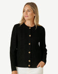 Black Cable Knit Long Sleeve Cardigan Corfu Jeans