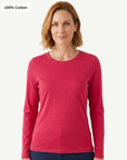 Essential Cotton Long Sleeve Tee - Lipstick Pink Corfu Jeans