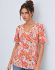 Soft Pink Floral Print Knit Jersey Top Corfu Jeans