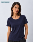 Indigo Pima Cotton T-Shirt – 100% Cotton Crew Neck Tee Corfu Jeans