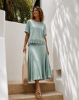 Seafoam Satin Skirt Corfu Jeans