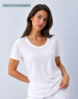 Optic White 100% Cotton Bamboo Crew Neck Tee Corfu Jeans