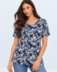 Navy Blush Printed Summer Knit Top Corfu Jeans