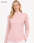 Essential Cotton Long Sleeve Turtleneck - Cameo Corfu Jeans