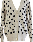 W2449228 OATMEAL/BLACK SOFT SPOT KNIT CARDIGAN Corfu Jeans