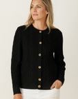 W2249213 Black Cable Knit Cardigan Corfu Jeans