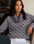 Heather Jacquard Spot Knit Long Sleeve Jumper Corfu Jeans