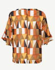 Geo Glam Soft Print Ruffle Blouse Corfu Jeans