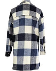 W2467664 BLUE INDIGO/OFF WHITE BRUSHED CHECK LONG SHIRT JACKET Corfu Jeans