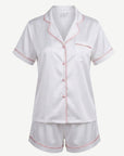 Anastasia White and Pink Short Sleeve Pyjama Set | Women's 2-Piece Sleepwear