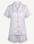 Anastasia White and Pink Short Sleeve Pyjama Set | Women's 2-Piece Sleepwear Corfu Jeans