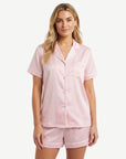 Anastasia Pink and White Short Sleeve Pyjama Set | Women's 2-Piece Sleepwear Corfu Jeans