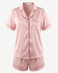 Anastasia Pink on Pink Short Sleeve Pyjama Set | Women's 2-Piece Sleepwear Corfu Jeans