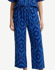 Ikat Blue Linen Printed Drawstring Pants Corfu Jeans