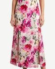 Peony Fragrance Ramie Rayon Printed Skirt with Side Slits Corfu Jeans