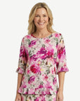Peony Fragrance Ruffle Sleeve Blouse Corfu Jeans