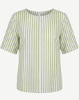 Paradise Green Striped Linen Short Sleeve Top Corfu Jeans