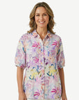 Delicate Blossom Linen Short Sleeve Shirt Corfu Jeans