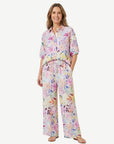Delicate Blossom Printed Linen Drawstring Pants Corfu Jeans