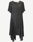 Black White Polka Dot Asymmetric Satin Dress Corfu Jeans
