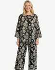 Black Vanilla Floral Printed Pants Corfu Jeans