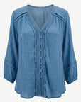 Surf Blue Bobble Trim Blouse Corfu Jeans