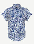 Navy Cotton Print Short Sleeve Shirt Corfu Jeans