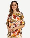Navy Blush Soft Print Top Corfu Jeans