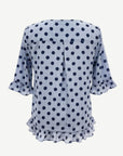 Marine Cotton Rich Print Ruffle Blouse Corfu Jeans