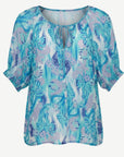 Mediterranean Summer Soft Print Blouse Corfu Jeans