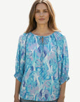 Mediterranean Summer Soft Print Blouse Corfu Jeans