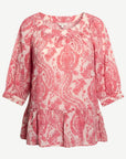 Pink on Pink Soft Print Blouse Corfu Jeans