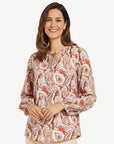 Pink on Pink Soft Print Blouse Corfu Jeans