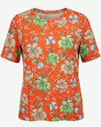 Tangerine Floral Printed Knit Top Corfu Jeans