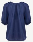 Indigo Linen Breeze Short Sleeve Blouse Corfu Jeans