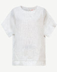 White Ink Stripe Linen Short Sleeve Top Corfu Jeans