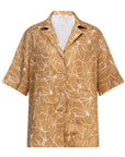 Mocha Mousse Linen Printed Short Sleeve Shirt Corfu Jeans