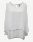 White Crepe Georgette Batwing Blouse Corfu Jeans