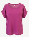 Magenta Rose Linen Blend Short Sleeve Top Corfu Jeans