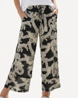 Blue Tan Printed Layered Wide Leg Pant Corfu Jeans