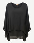 Black Crepe Georgette Batwing Blouse Corfu Jeans
