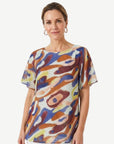 Pattern Flow Soft Print Abstract Blouse Corfu Jeans