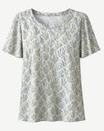 Cream Tan Cotton Rich Printed Knit Top Corfu Jeans