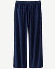 French Navy Cropped Linen Pants Corfu Jeans