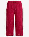 Berry Linen Crossover Crop Pants Corfu Jeans
