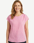Sakura Pleat Detail Linen Top Corfu Jeans