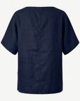 Navy Pintuck Detail Linen Top Corfu Jeans