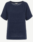 Navy Pintuck Detail Linen Top Corfu Jeans